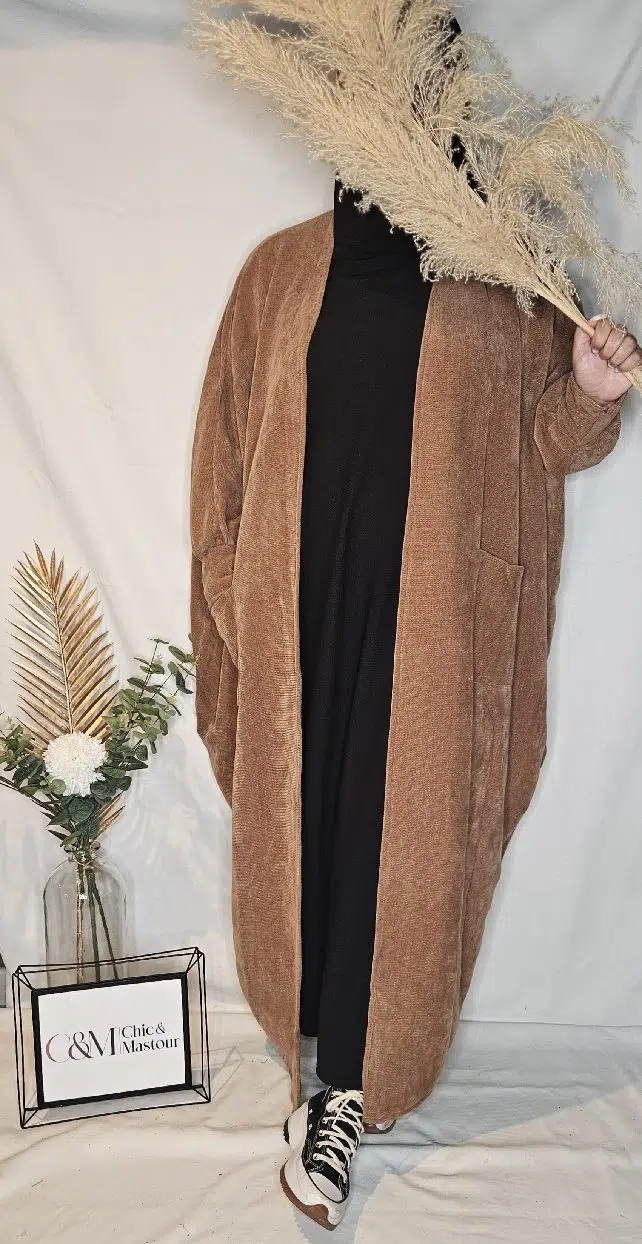 Gilet Manteau Long Papillon Camel