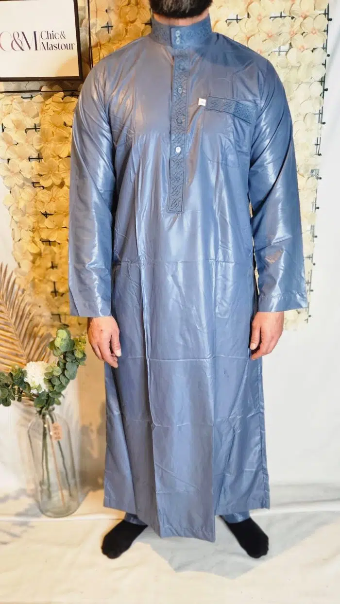 Qamis Glacé Brillant Bleu