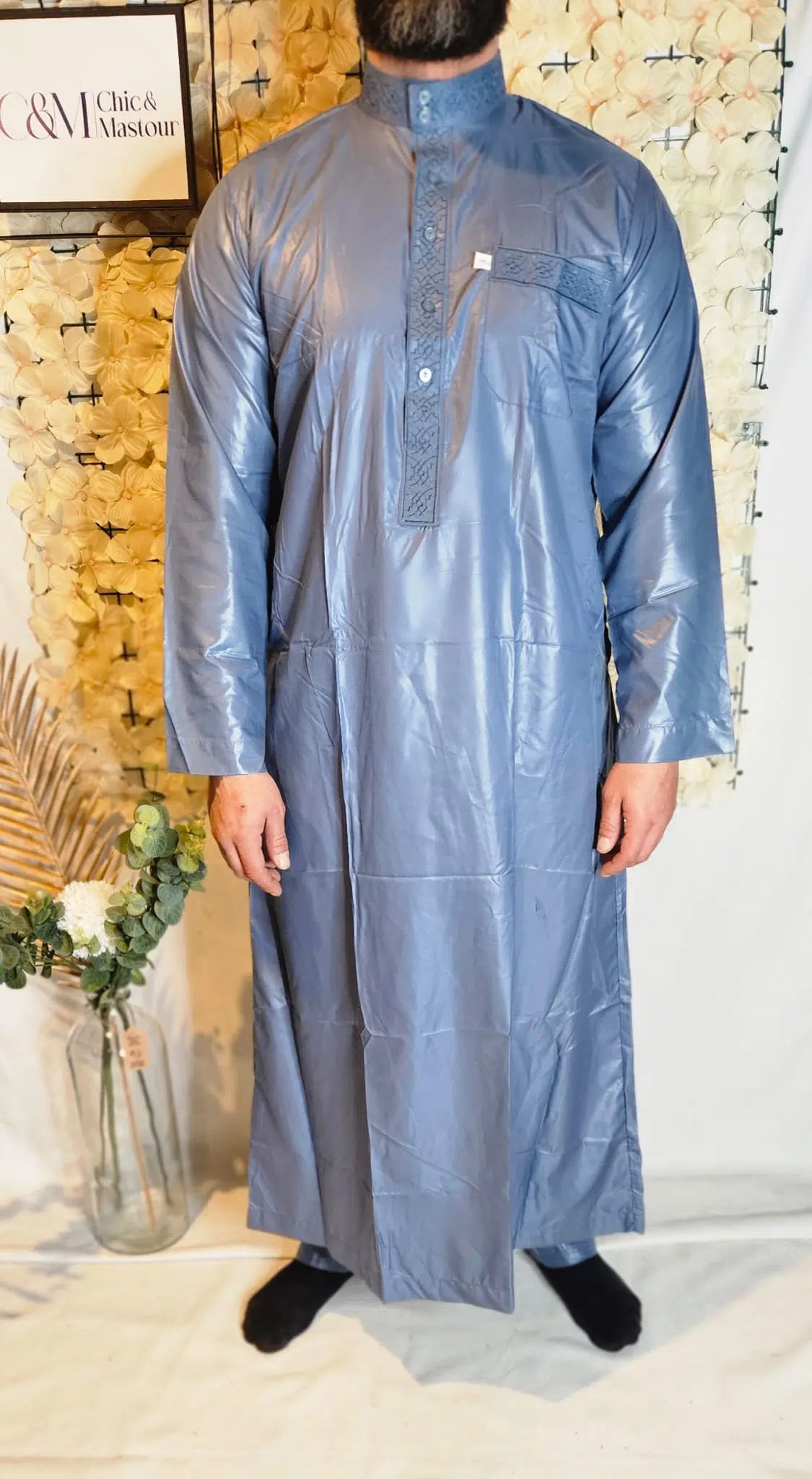 Qamis Glacé Brillant Bleu