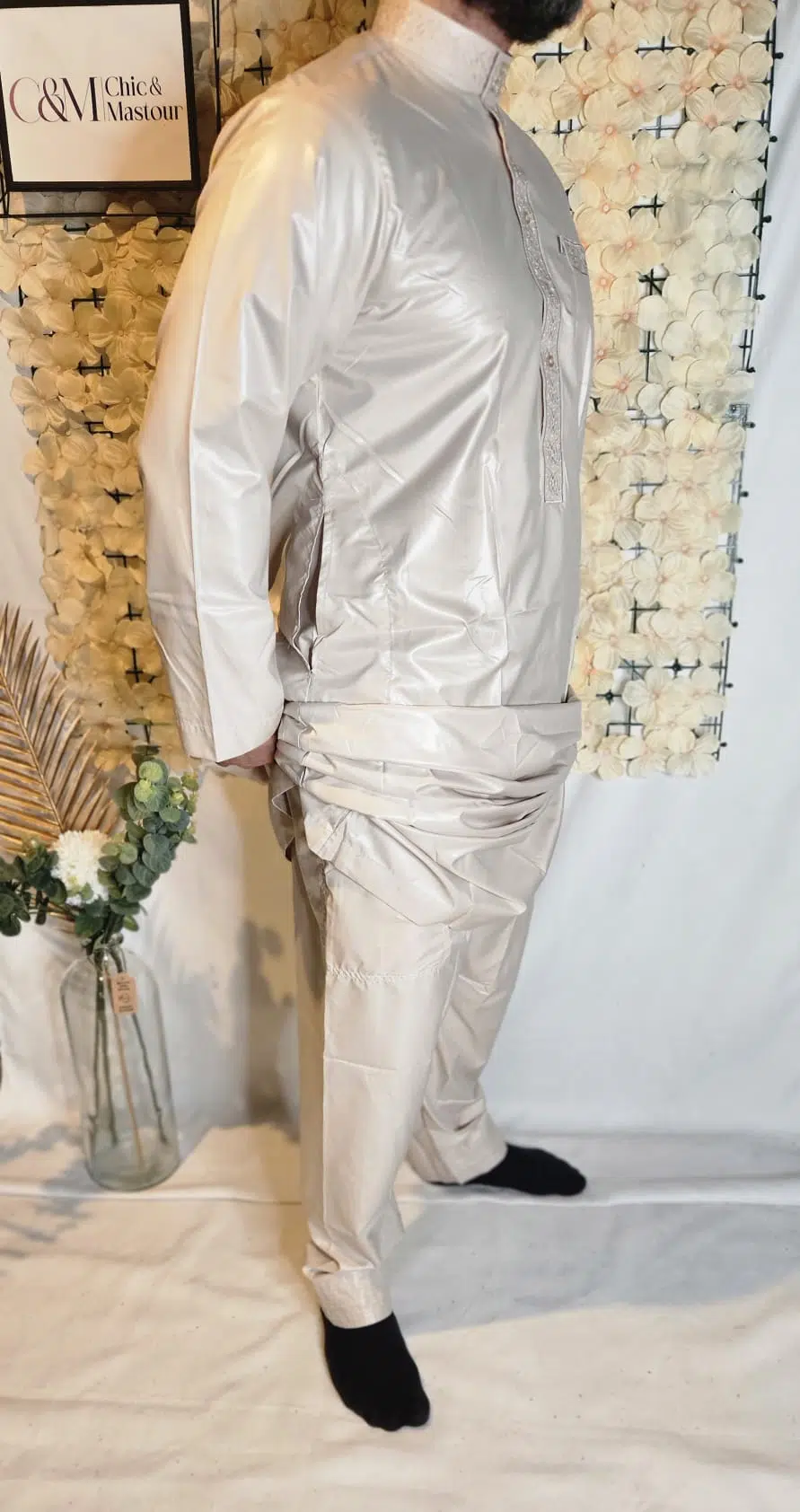 Qamis Glacé Brillant Beige – Image 2