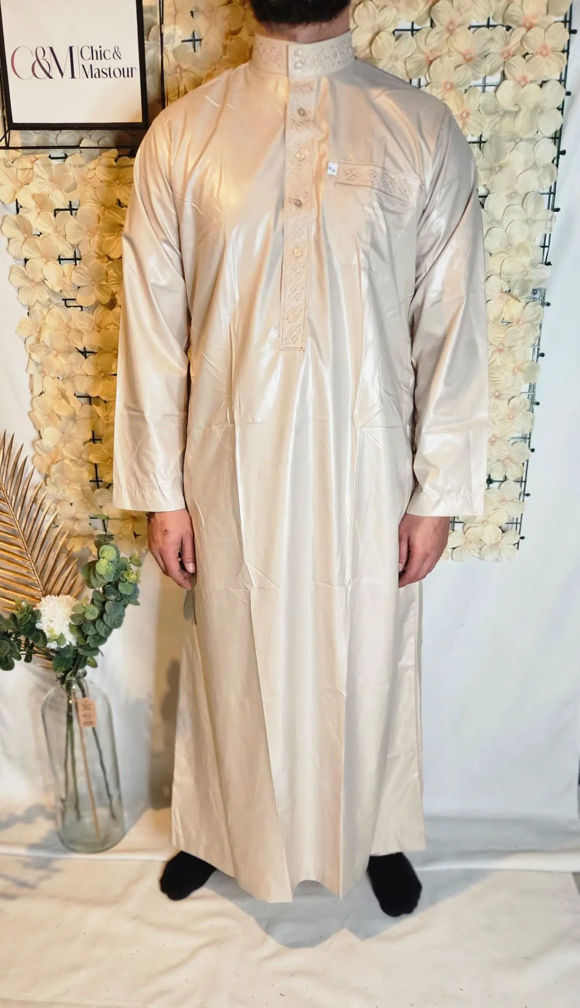 Qamis Glacé Brillant Beige