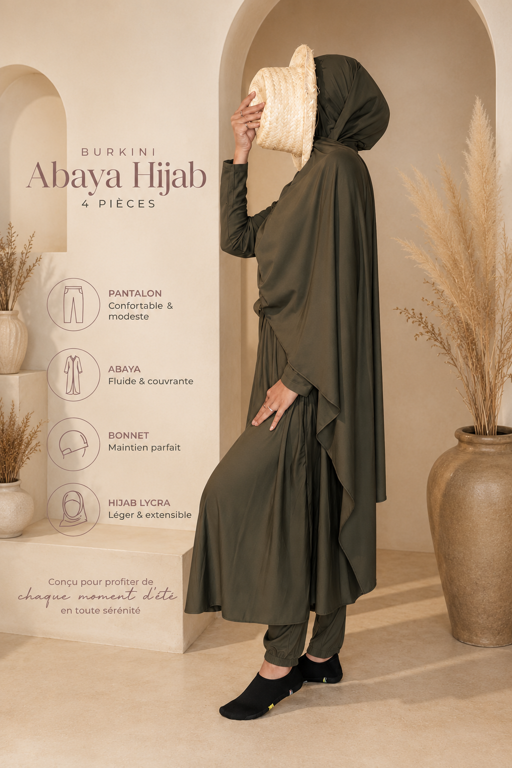 Burkini 4 pièces Kaki