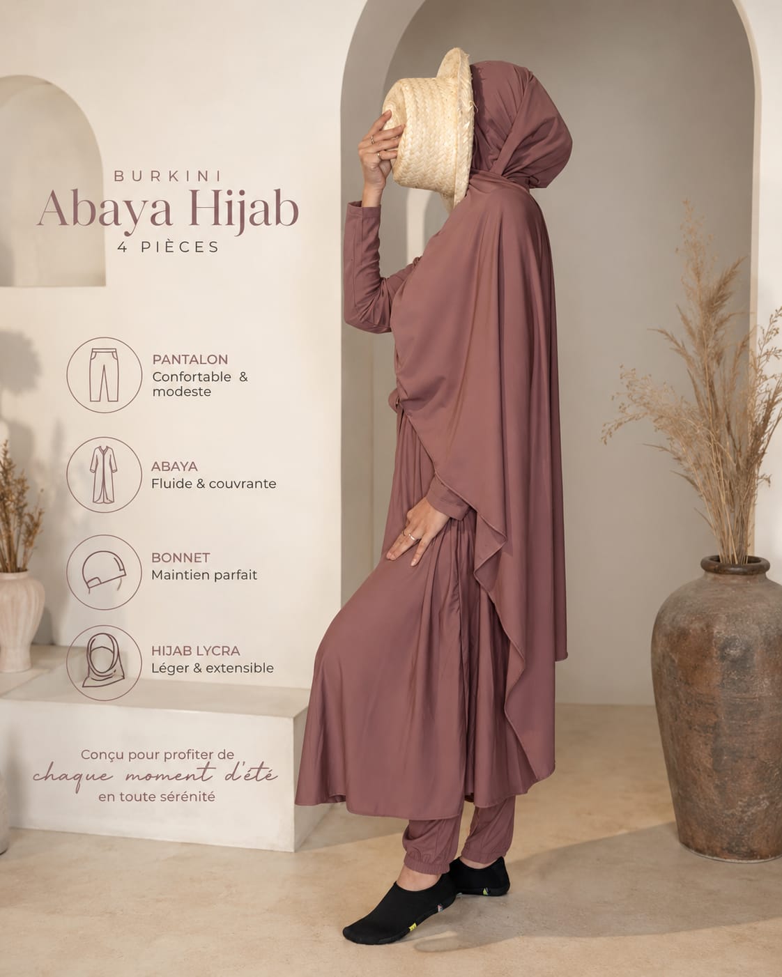 Burkini 4 pièces Rose